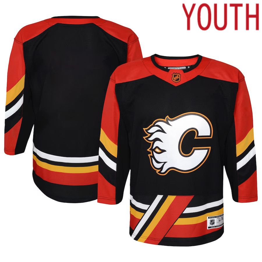 Youth Calgary Flames Black Special Edition Premier Blank NHL Jersey->youth nhl jersey->Youth Jersey